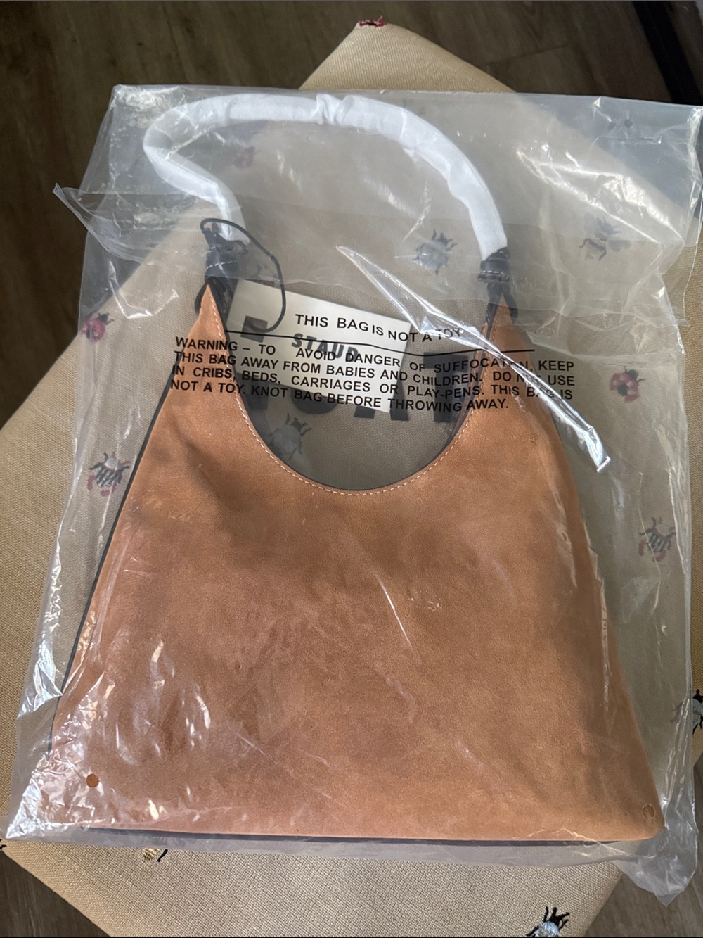 NWT STAUD Winona Shoulder Bag, Tan/Black - Picture 9 of 11